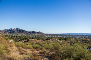 Fototapeta na wymiar Valley of the Sun, Phoenix Metro as seen from North Mountain Park, Arizona