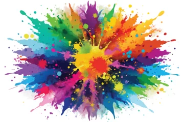 Foto op Plexiglas colorful rainbow holi paint color powder explosion vector, isolated white wide panorama background © mobarok8888