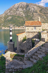 Fototapeta na wymiar Religious architecture. Ancient Church of Our Lady of the Angels. Montenegro, Adriatic Sea, Kotor Bay