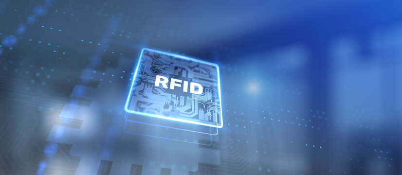 RFID Radio Frequency Identification technology concept on virtual screen.