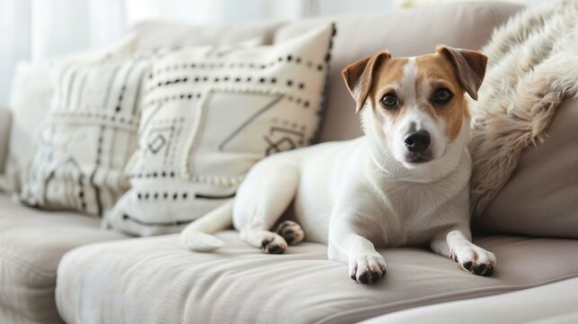Cute sofa for a dog. Interior details for pet lovers.