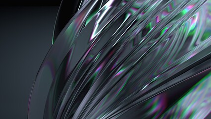 Crystal and Glass Chrome Refraction and Reflection Organic Fresh Elegant Modern 3D Rendering Abstract Background
