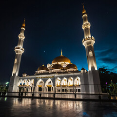 Fototapeta na wymiar beautiful mosque at night city
