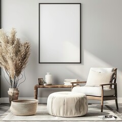 living room interior mock up, modern furniture and trendy home accessories, on colored background