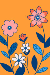 Minimalistic Hand-Drawn Floral Pattern Background