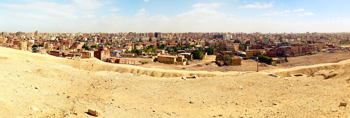 Panoramic view of Giza District. Cairo, Egypt