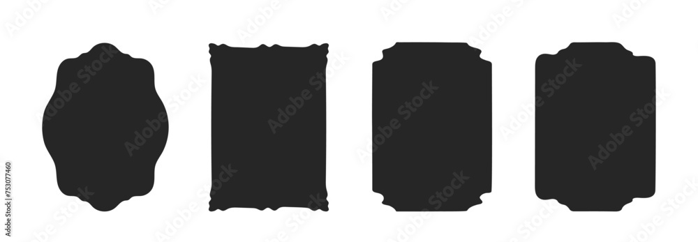 Poster hand-drawn doodle wave scalloped edge frames. set of the black vector curved text boxes isolated on 
