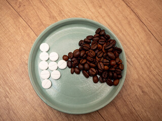 Medicines and coffee are two common ingredients in many people's lives. But should some medications never be mixed with coffee? - obrazy, fototapety, plakaty