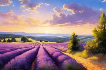 Landscape of Lavender Fields (JPG 300Dpi 10800x7200)