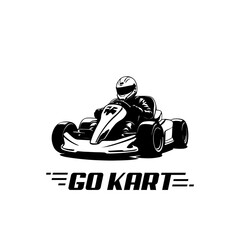 Karting Vector logo design template. Go Kart racing illustration, good for event logo, t shirt design and racing team logo - obrazy, fototapety, plakaty