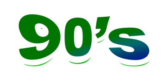 90's text, creative, design word, Illustration, green, blue colors