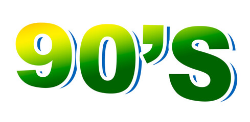 90's text, creative, design word, Illustration, green,yellow,  colors