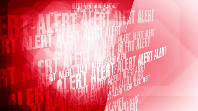 Alarm red alert text and world map display serious warning of danger and high priority risk