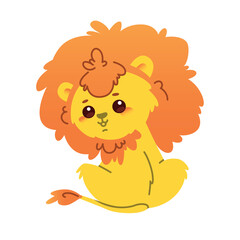 Cute Lion Cub Character Sitting Back View - 753079862