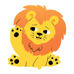 Baby Lion  Waving Paw Character Illustration - 753079863