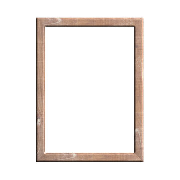 wooden frame with isolated white background. front view of classic wooden frame. for A4 image or text.