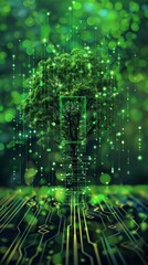 Fototapeta na wymiar A conceptual image blending nature with technology illustrating a tree seamlessly integrated with digital circuits symbolizing green technology Created Using Conceptual art