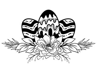 Easter Eggs Flower Outline Illustration