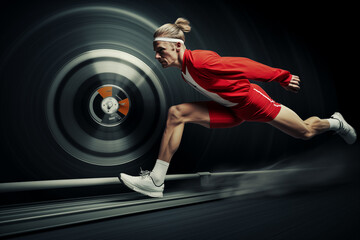 Athlete breaking his personal record. Generative AI