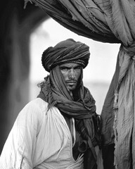 A portrait photo of a Moroccan man in an Arab setting