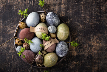 Obraz premium Easter eggs painted with natural dye