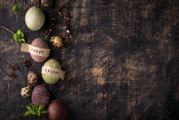 Easter eggs painted with natural dye
