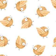 Easter seamless pattern. Funny chickens hand drawn pattern - 753085675
