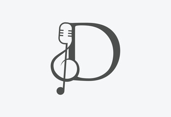 Music icon with latter D logo design creative concept