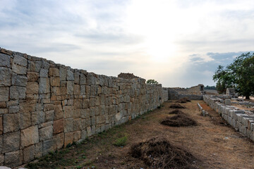 Fototapeta na wymiar Surrounding wall of the Royal Enclosure, Hampi, Karnataka, India, Asia