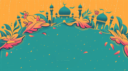 Fototapeta na wymiar Arabic mosque illustration background