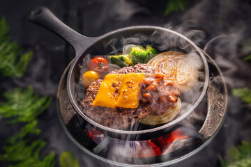 アウトドアでハンバーグ　Hamburg steak 