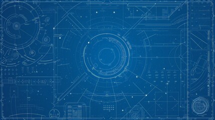 Obraz premium Paper blueprint vector 2D retro vintage blue.