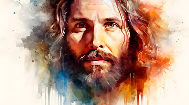 watercolor of the face of jesus