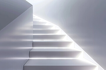 Ethereal Minimalist White Staircase Radiating Serene, Pure Light