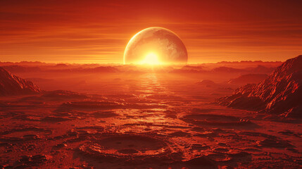 View of the red terrestrial planet.