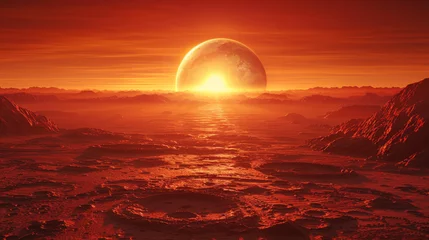 Fotobehang View of the red terrestrial planet. © Matthew