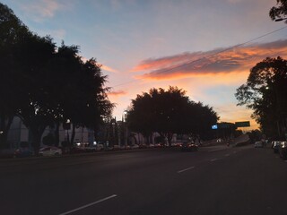 sunset in the city