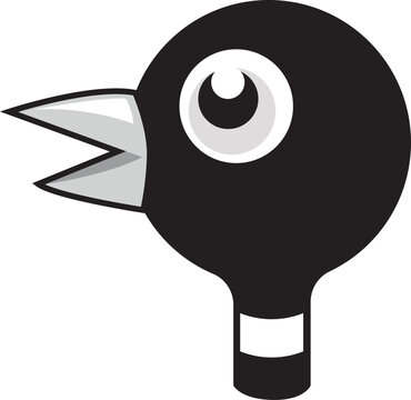 The isolated iconic head of a black duck in side view. Vector illustration