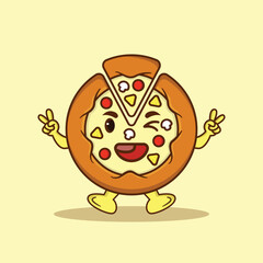 Food Illustration with some fun face vector art sushi bread and pizza