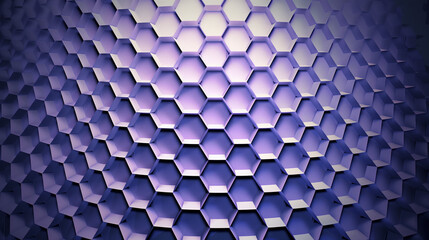 Gradient Purple Hexagonal Array. A vivid gradient purple hexagonal pattern forming a 3D abstract backdrop.