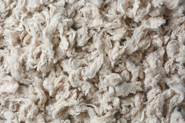 close-up of kapok tree cotton or fiber, ceiba pentandra, light and fluffy fibers used as stuffing...