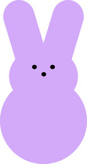 Purple Cute Round Easter Bunny Silhouette with Eyes