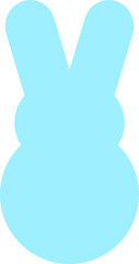 Blue Cute Round Easter Bunny Silhouette