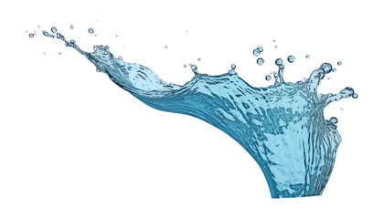 blue water splash isolated on transparent background cutout