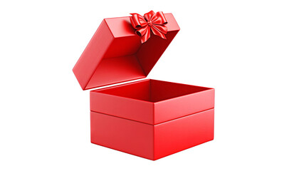 opened red gift box isolated on transparent background cutout