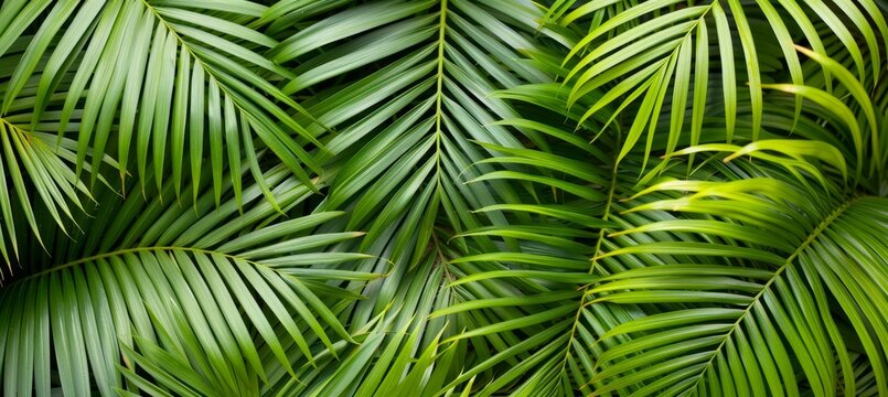 Lush tropical palm leaves creating beautiful natural background in exquisite textured design