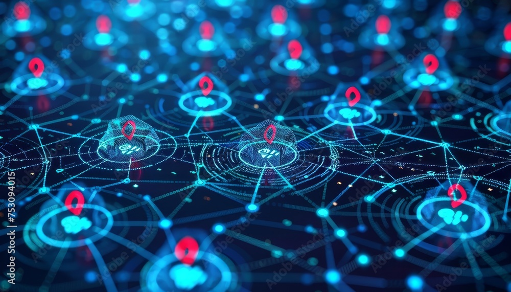 Poster defend data, networks, transactions from cyber threats with cybersecurity and encryption.