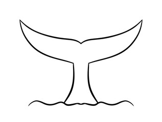 Clipart png whale tail in water outline transparent background isolated on white © Soaps