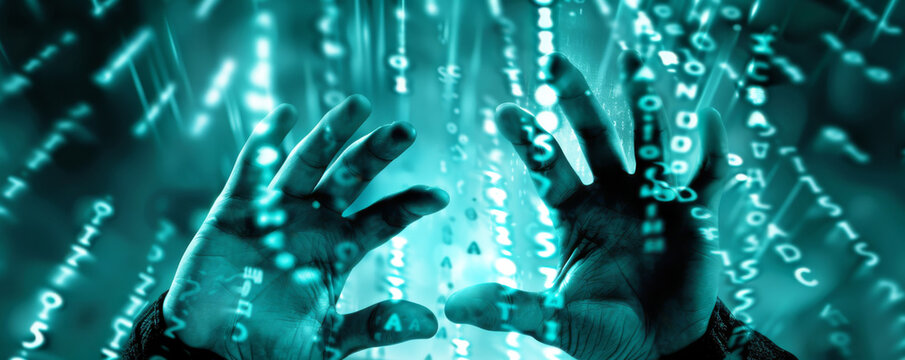 A programmers hands in a race against time coding to decrypt or encrypt a mystery that could change everything