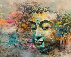 Peaceful and serene Buddhas face captures the essence of Nirvana a tranquil journey to enlightenment